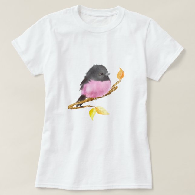 Pink Robin Bird T-Shirt (Design Front)