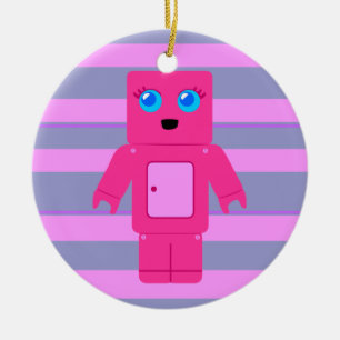 Pink Robot Ceramic Tree Decoration