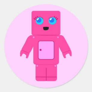 Pink Robot Classic Round Sticker