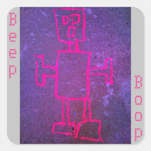 Pink Robot Square Sticker