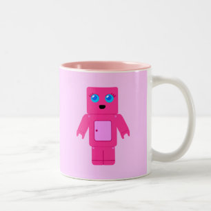 Pink Robot Two-Tone Coffee Mug