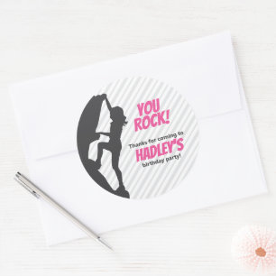 Pink Rock Climbing Birthday   Rock Climbing Classic Round Sticker