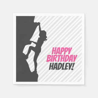 Pink Rock Climbing Birthday | Rock Climbing Custom Napkin