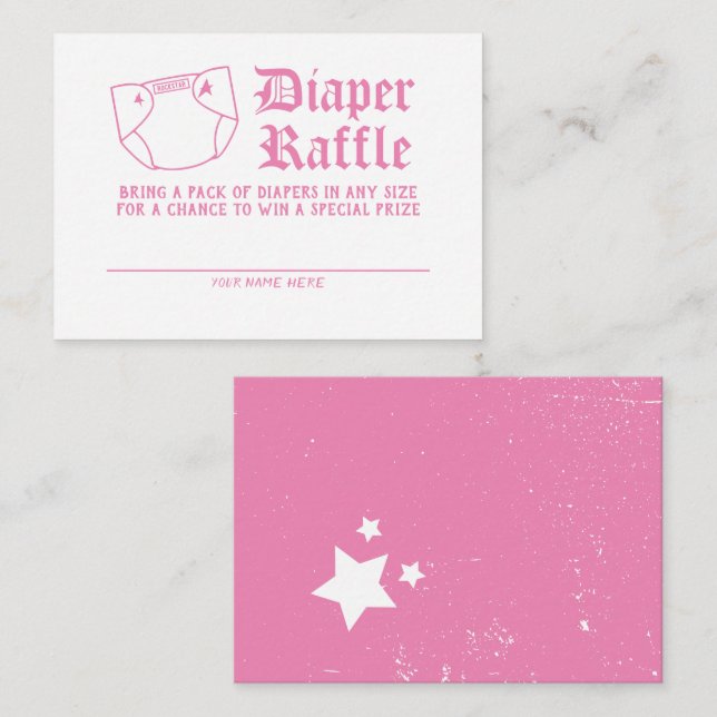 Pink Rock N Roll Baby Shower Diaper Raffle Enclosure Card (Front/Back)