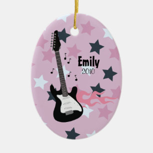 PINK ROCK STAR GUITAR Christmas Ornament