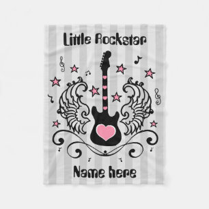 Pink Rock star guitar with wings Fleece Blanket