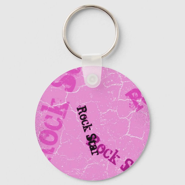 Pink Rock Star Key Ring (Front)