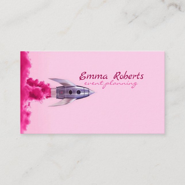 Pink Rocket Modern Business card (Front)