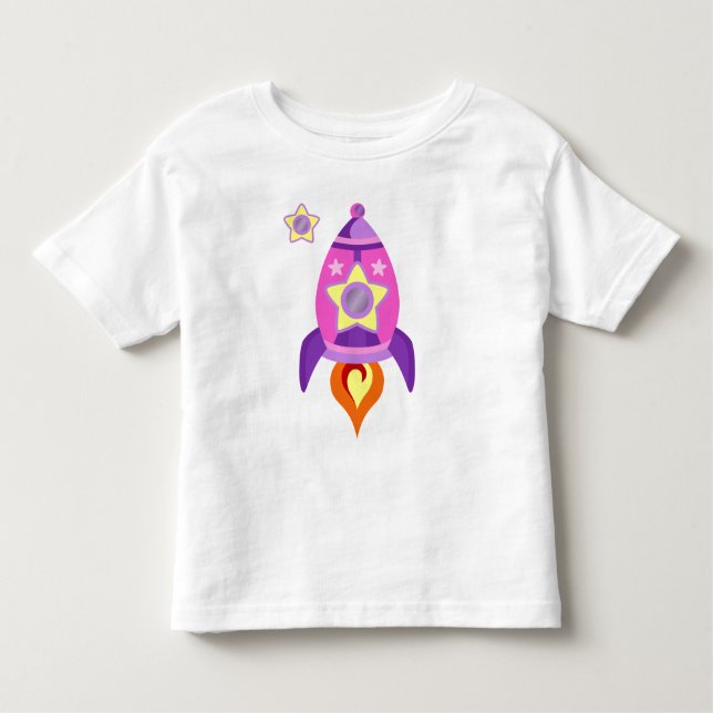 Pink Rocket Ship Toddler T-Shirt (Front)