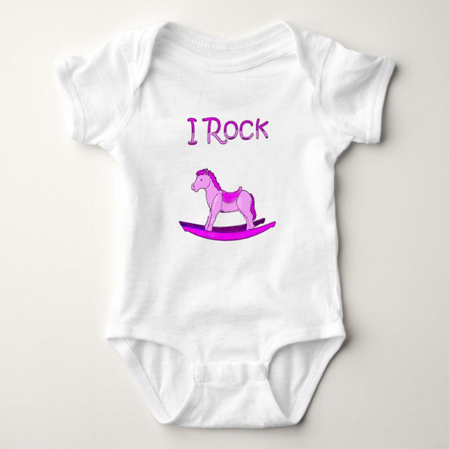 Pink Rocking Horse Baby bodysuit (Front)