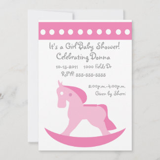 Pink Rocking Horse Baby Shower Invitation