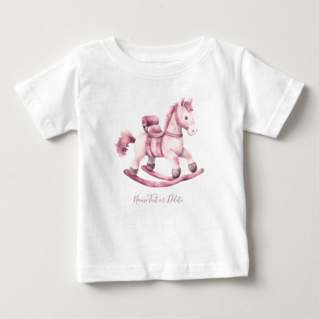 Pink Rocking Horse Baby T-Shirt (Front)