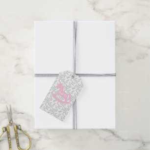 Pink Rocking Horse Girl Baby Shower Gift Tags