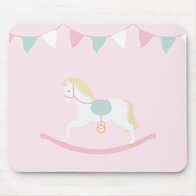 Pink Rocking Horse Mouse Pad (Front)