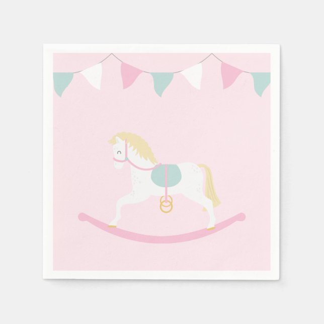 Pink Rocking Horse Napkin (Front)