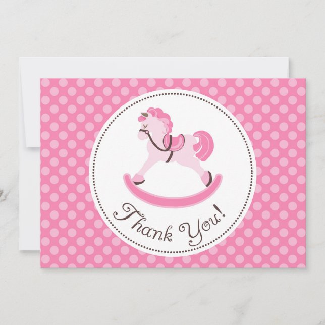 Pink Rocking Horse Thank You Card (Front)