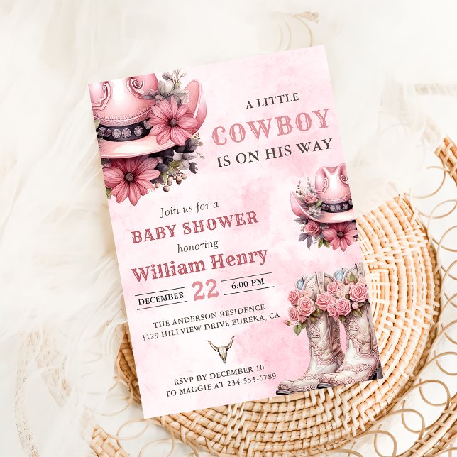 Pink Rodeo Western Cowboy Baby Shower Invitation (Creator Uploaded)