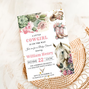 Pink Rodeo Western Cowgirl Baby Shower Invitation