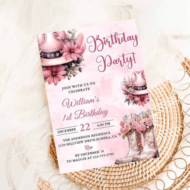 Pink Rodeo Western Cowgirl Birthday Party Invitation (Creator Uploaded)