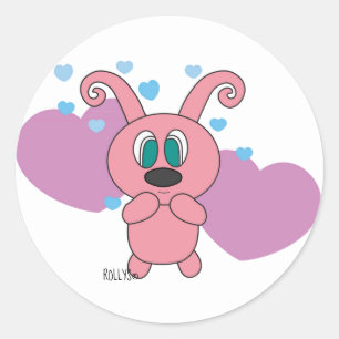 Pink Rolly Hearts Valetine's Day Stickers