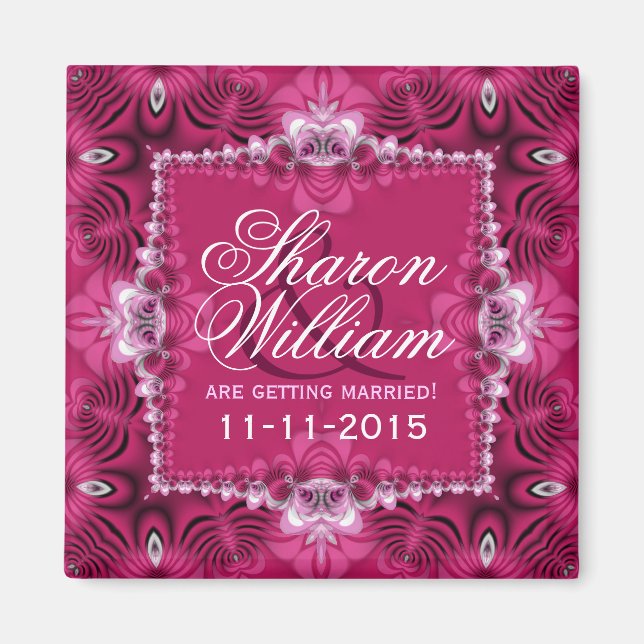 Pink Romance Announce Wedding Magnet (Front)