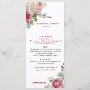 pink romantic Cherry blossoms blush wedding menu