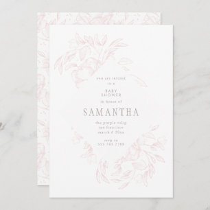 Pink Romantic Floral Baby Shower Invitation
