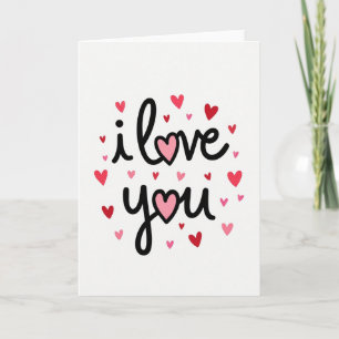 Pink Romantic I Love You Hearts Card