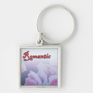 Pink romantic rose flowers key ring