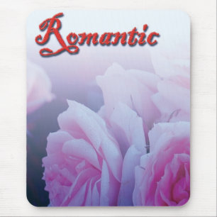 Pink romantic rose flowers mouse pad