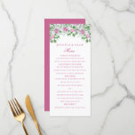 Pink Romantic Roses Wedding Menu<br><div class="desc">Beautiful elegant, modern, trendy and sophisticated romantic pink roses decoration Wedding Menu, suitable for any season. With a pretty arrangement of pink roses across the top on a plain white background. All text, font and font color is fully customizable to meet your requirements. Text can be removed or added. If...</div>