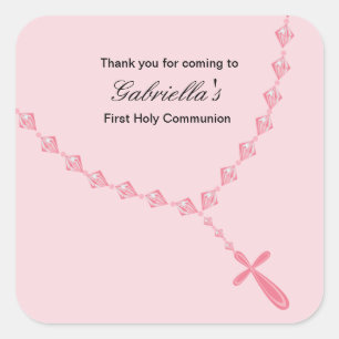 Pink Rosary Girls Communion sticker