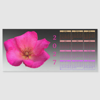 Pink Rose 2027 Calendar - Floral Magnetic Card