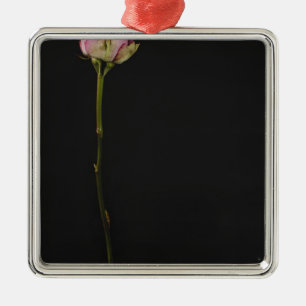Pink rose 3 metal ornament