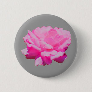 pink rose 6 cm round badge