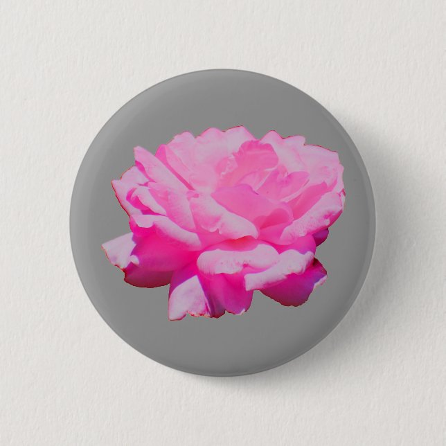 pink rose 6 cm round badge (Front)
