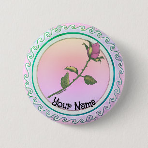 Pink Rose 6 Cm Round Badge