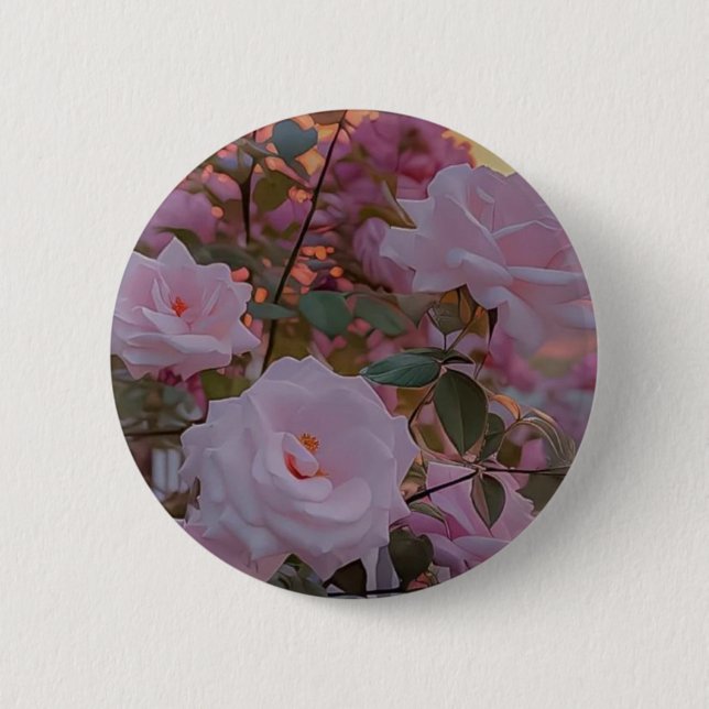 Pink rose accessories 6 cm round badge (Front)