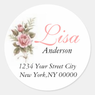 Pink Rose Address Sticker