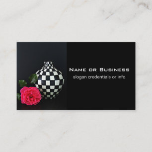Pink Rose and a Chequered Vase Business Card