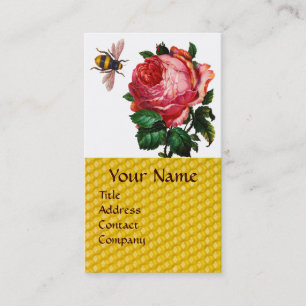 PINK ROSE AND HONEY BEE BEEKEEPER WAX SEAL BUSINESS CARD