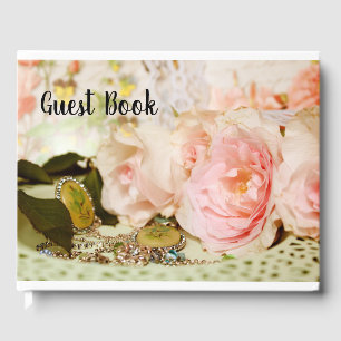 Pink Rose and Jewellery Pretty Vintage Guest Book