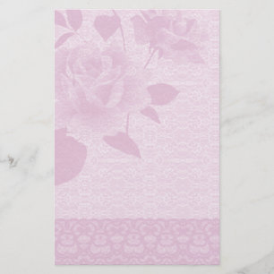 Pink Rose and Lace Paper Stationery