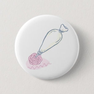 Pink Rose and Pastry Bag 6 Cm Round Badge