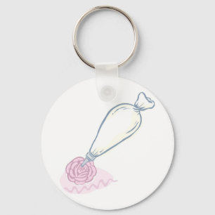 Pink Rose and Pastry Bag Key Ring