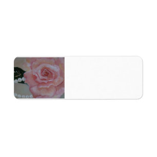 pink rose and pearl painting by  Gwen Billips Return Address Label