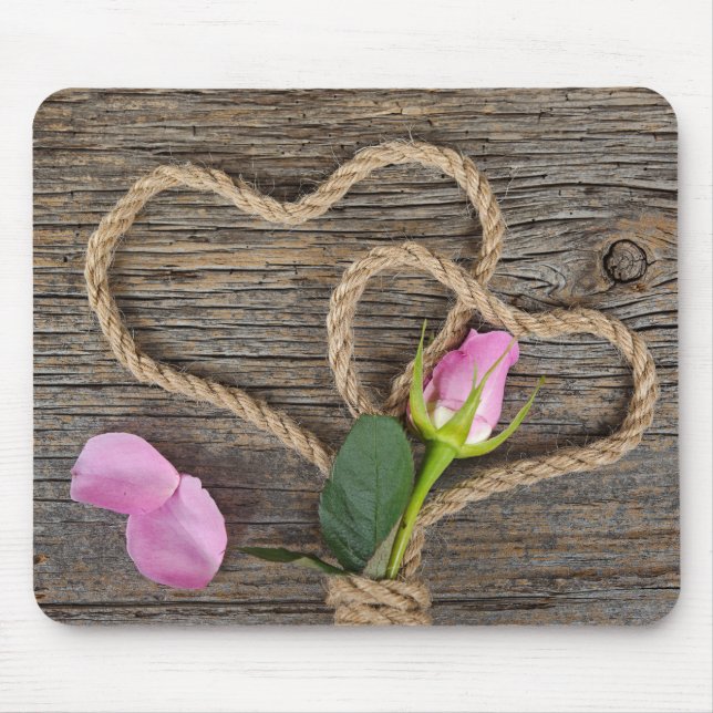 pink rose and rope hearts mouse pad (Front)
