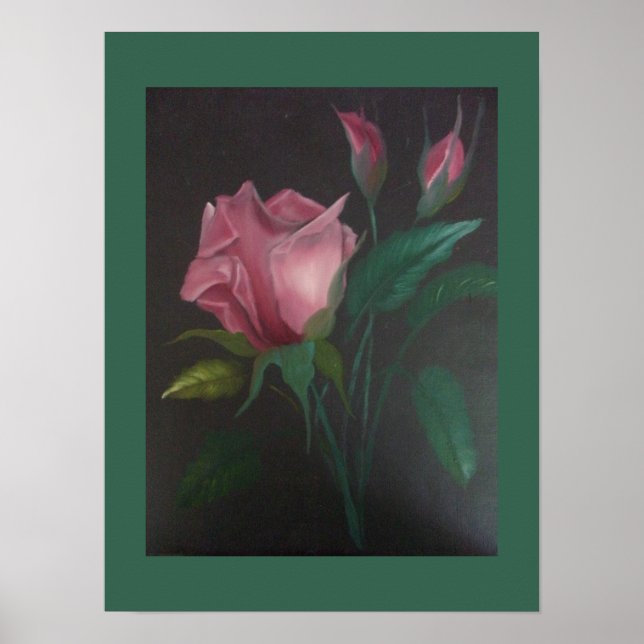 Pink Rose and Rosebuds Poster (Front)
