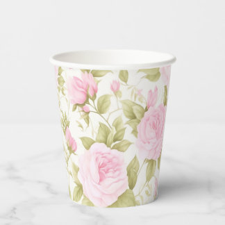 Pink Rose and Sage Garden Party Paper Cups