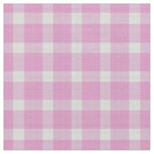 Pink Rose and White checkered Plaid Gingham Fabric